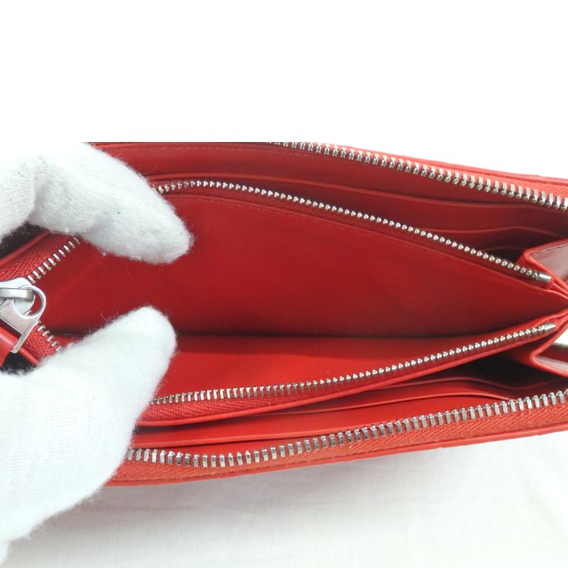 BOTTEGA VENETA ボッテガ・ヴェネタ/イントレチャートラウンドファスナー長財布/赤/593217//SAランク/84