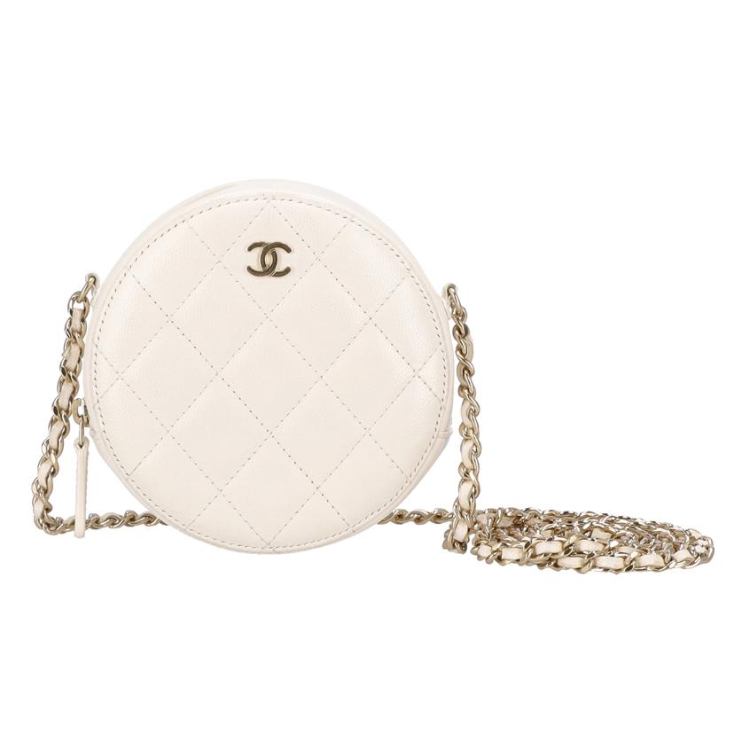 CHANEL シャネル/ポシェットマトラッセ/キャビアスキンラウンドショルダー/ホワイト//308*****/Aランク/91