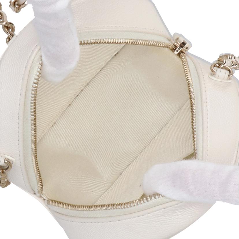 CHANEL シャネル/ポシェットマトラッセ/キャビアスキンラウンドショルダー/ホワイト//308*****/Aランク/91