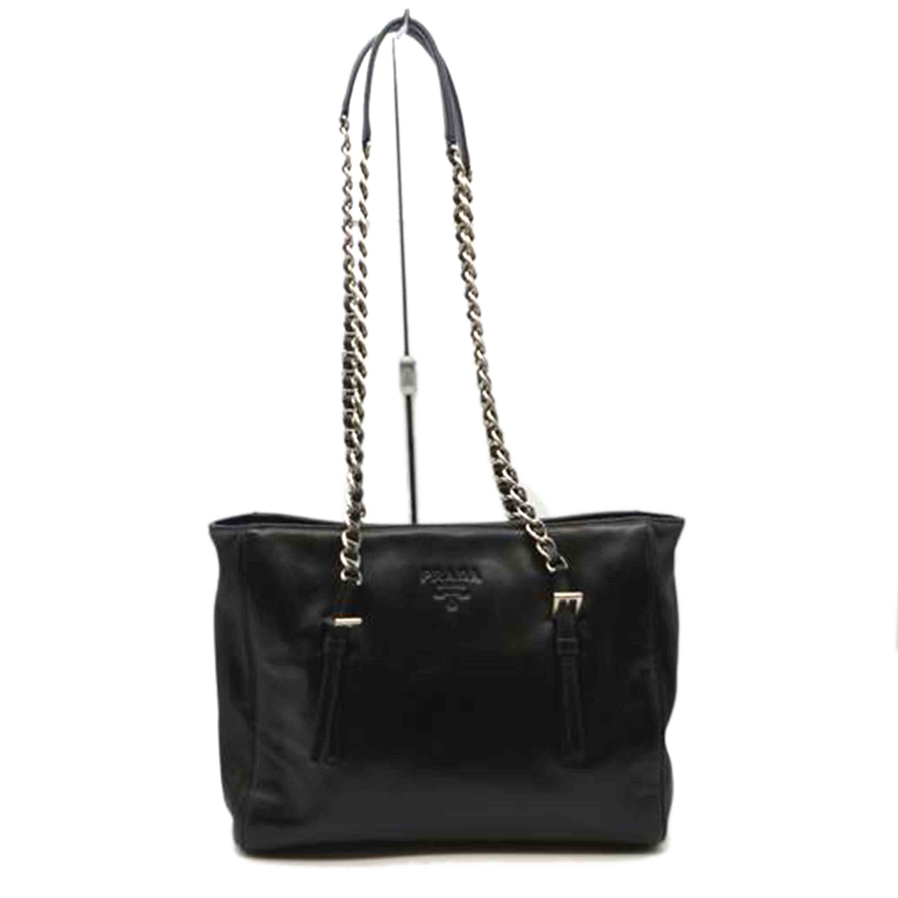 PRADA プラダ/ナッパカテナチェーンレザートート/ネロ/B7222//7D/Bランク/89