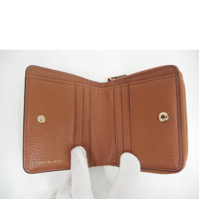 TORYBURCH トリーバーチ/ロゴマーク折り財布/茶//ABランク/82