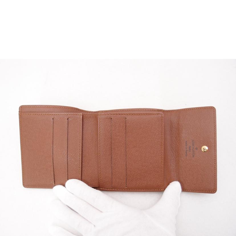 LOUIS VUITTON ルイ・ヴィトン ビトン Wホック二つ折り財布 コンパクト財布 茶 ブラウン レディース メンズ/ポルトモネビエ・カルトクレディ/モノグラム/M61652//TH0***/Bランク/69