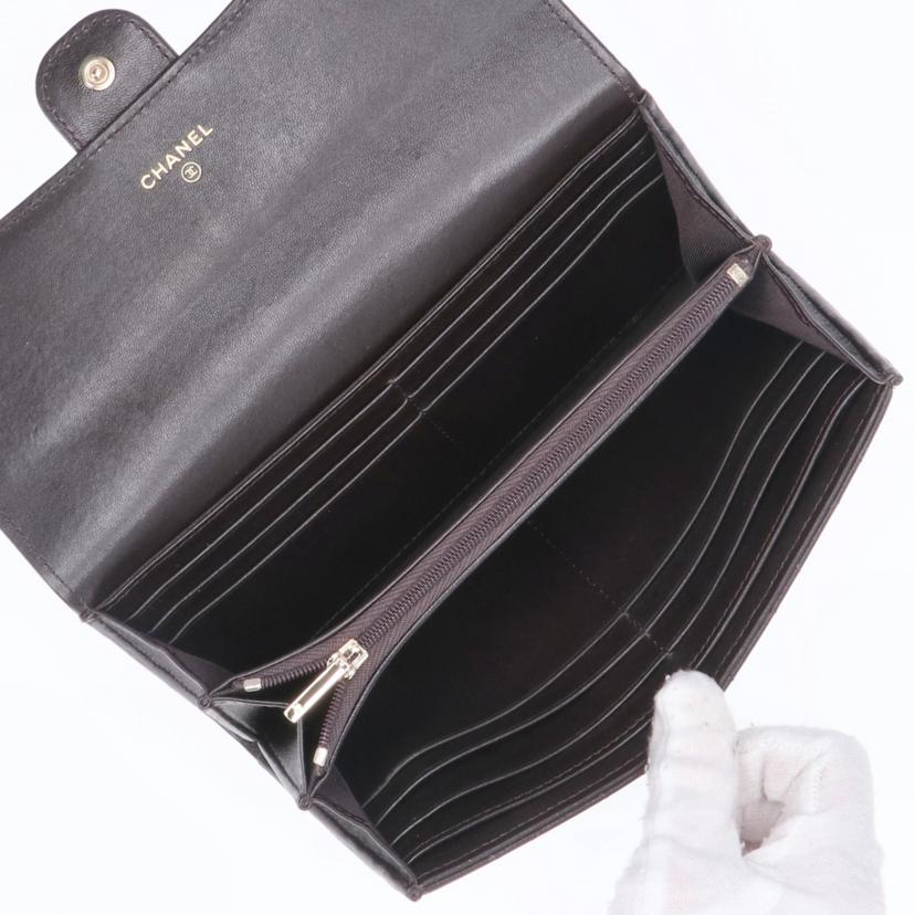 CHANEL シャネル/マトラッセクラシックロングフラップウォレット/ブラウン//314*****/ABランク/75