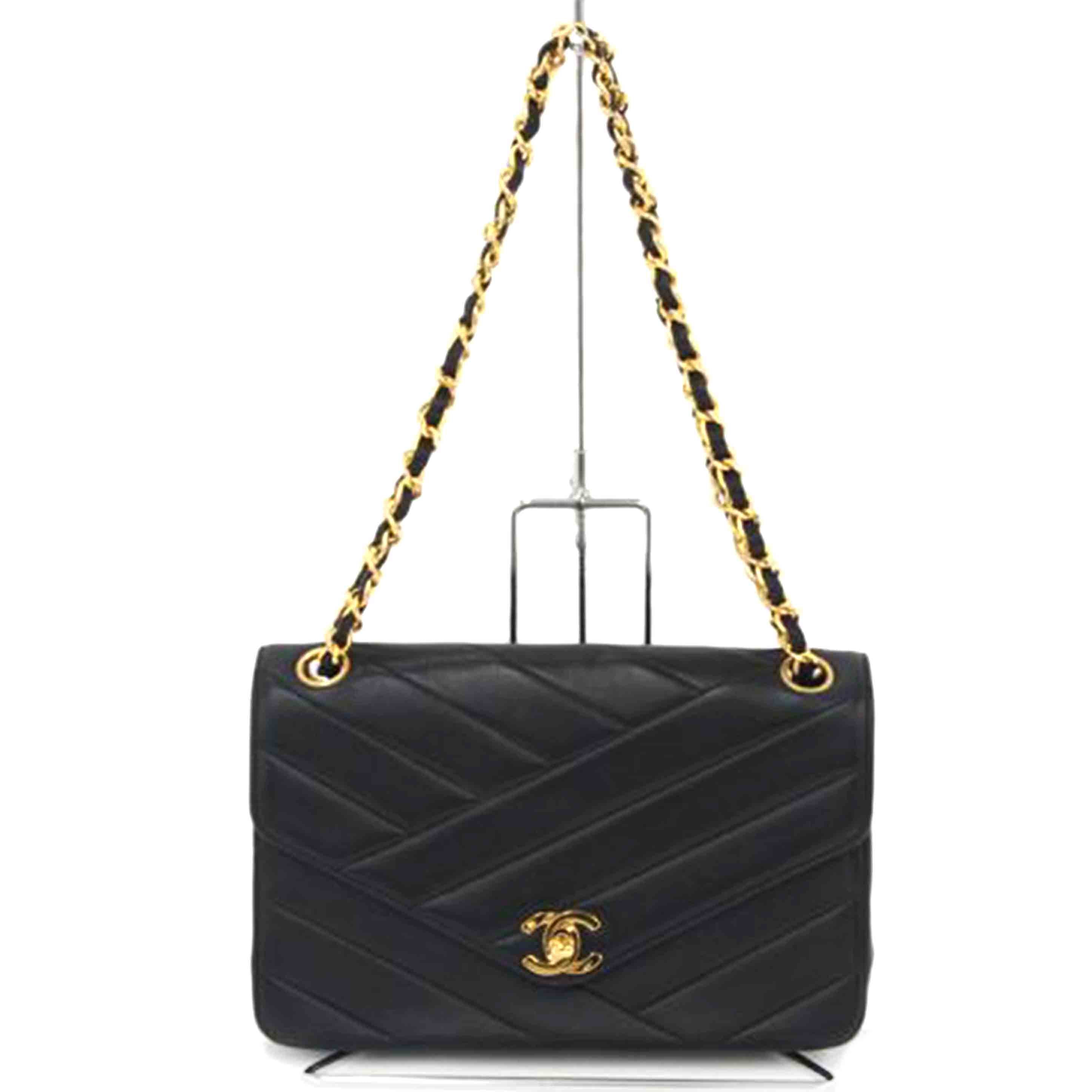 CHANEL シャネル/バイアスステッチチェーンショルダー/ラムスキン//434****/Aランク/75