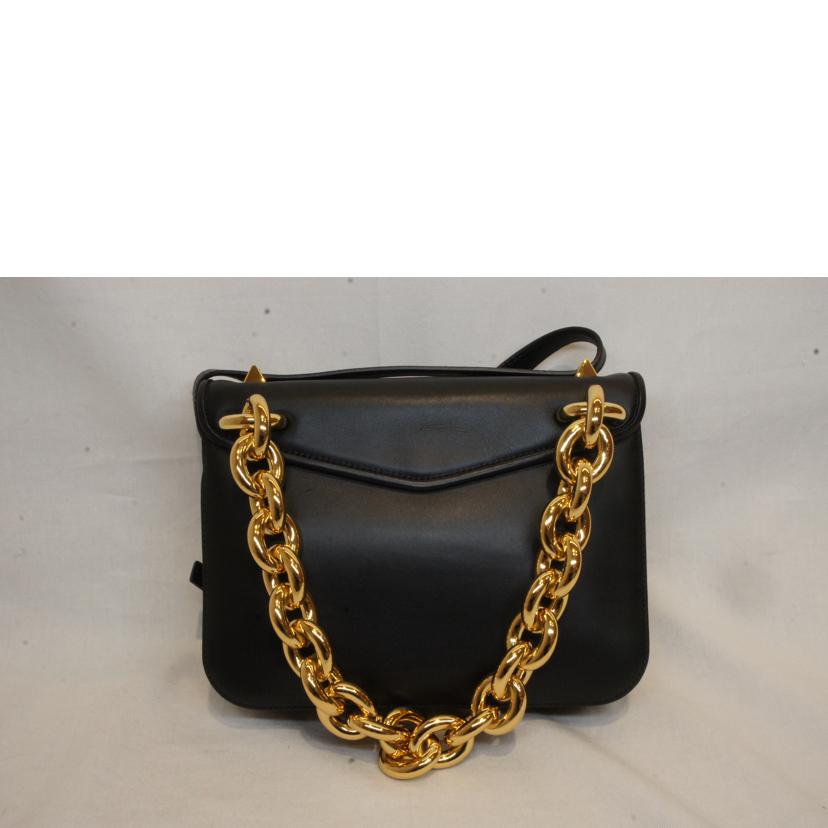 BOTTEGA VENETA ボッテガヴェネタ/レザーショルダーゴールドデカチェーン2WAYブラック//Aランク/92