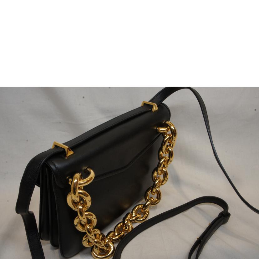 BOTTEGA VENETA ボッテガヴェネタ/レザーショルダーゴールドデカチェーン2WAYブラック//Aランク/92