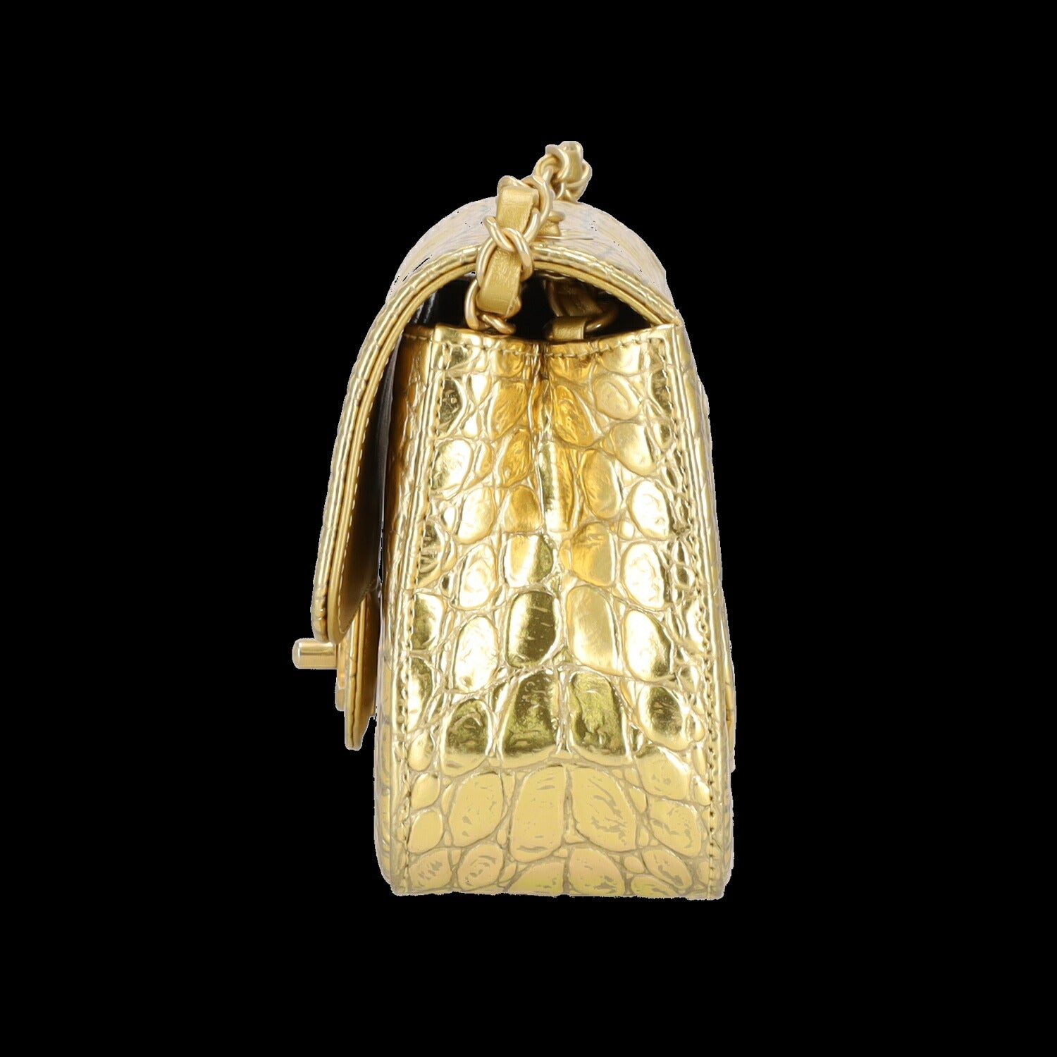 CHANEL シャネル/ゴールドエンボスクロコカーフシングルフラップチェーンショルダー//279*****/SAランク/92