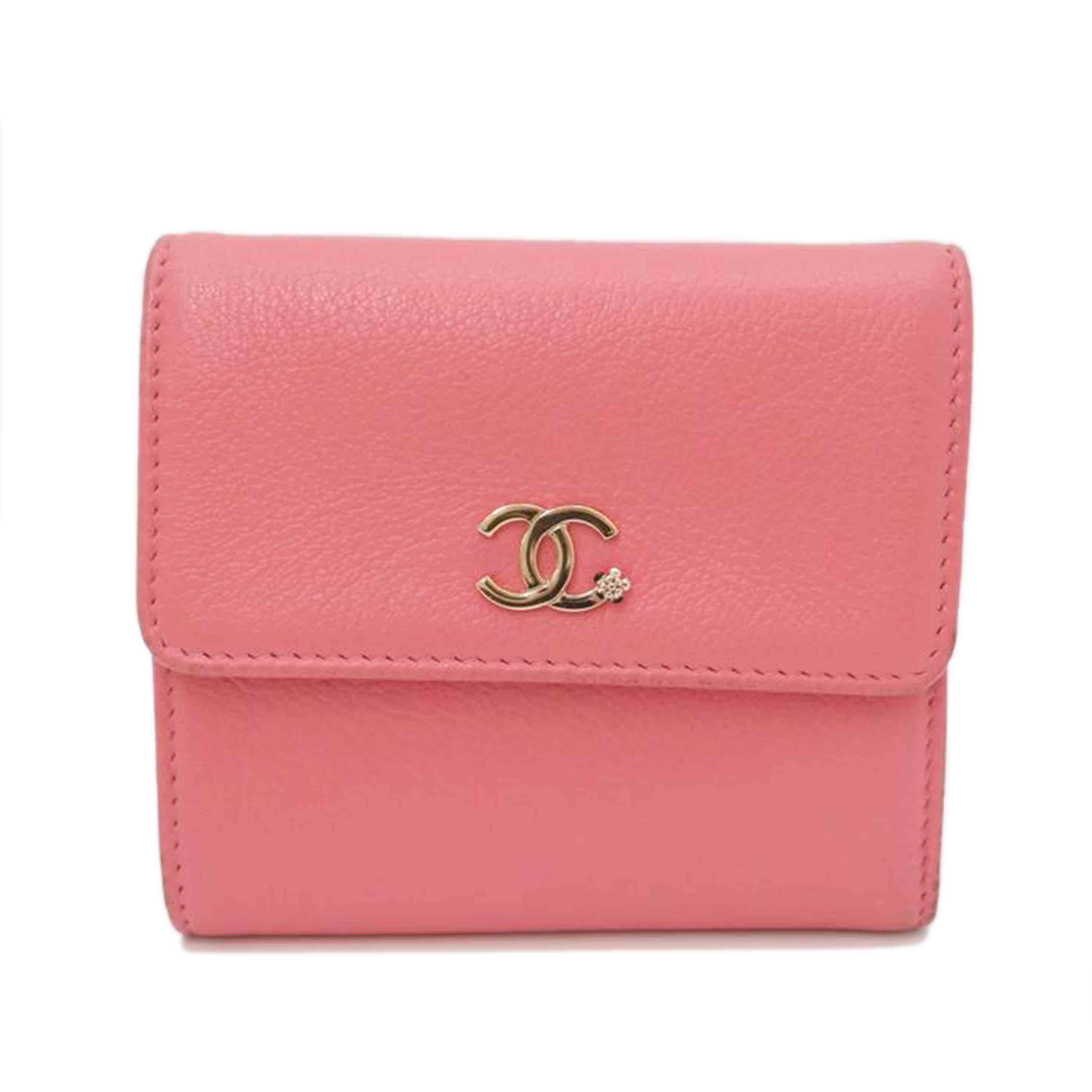 CHANEL/ラッキーフラワー三つ折り財布/ピンク//266*****/ABランク/69
