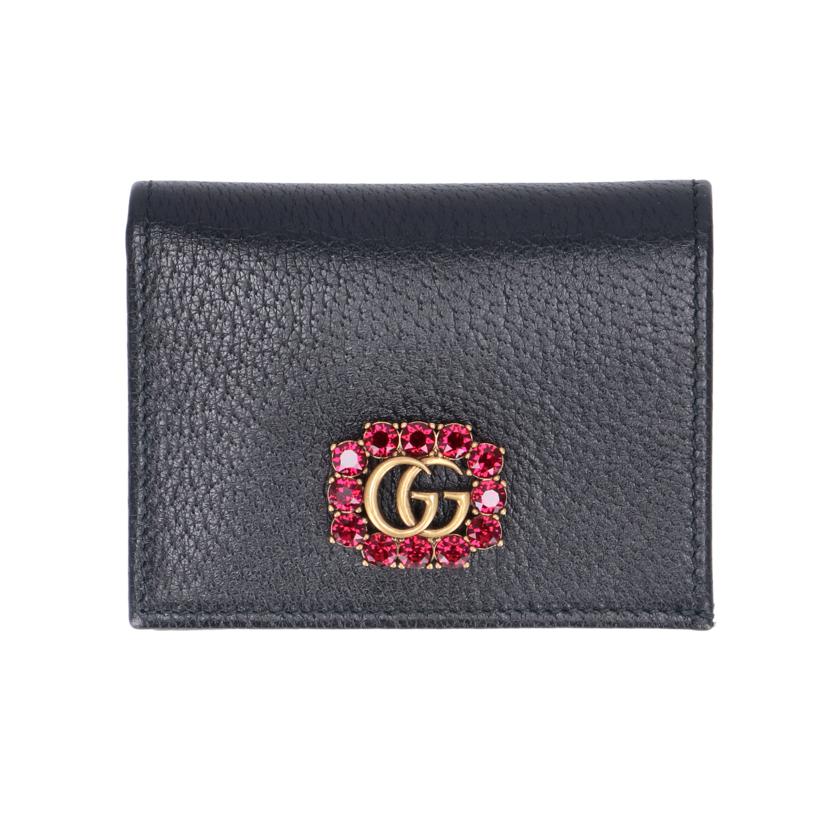 GUCCI グッチ/GGマーモント/ラインクリスタルコンパクトウォレット/499783//041*/SAランク/91
