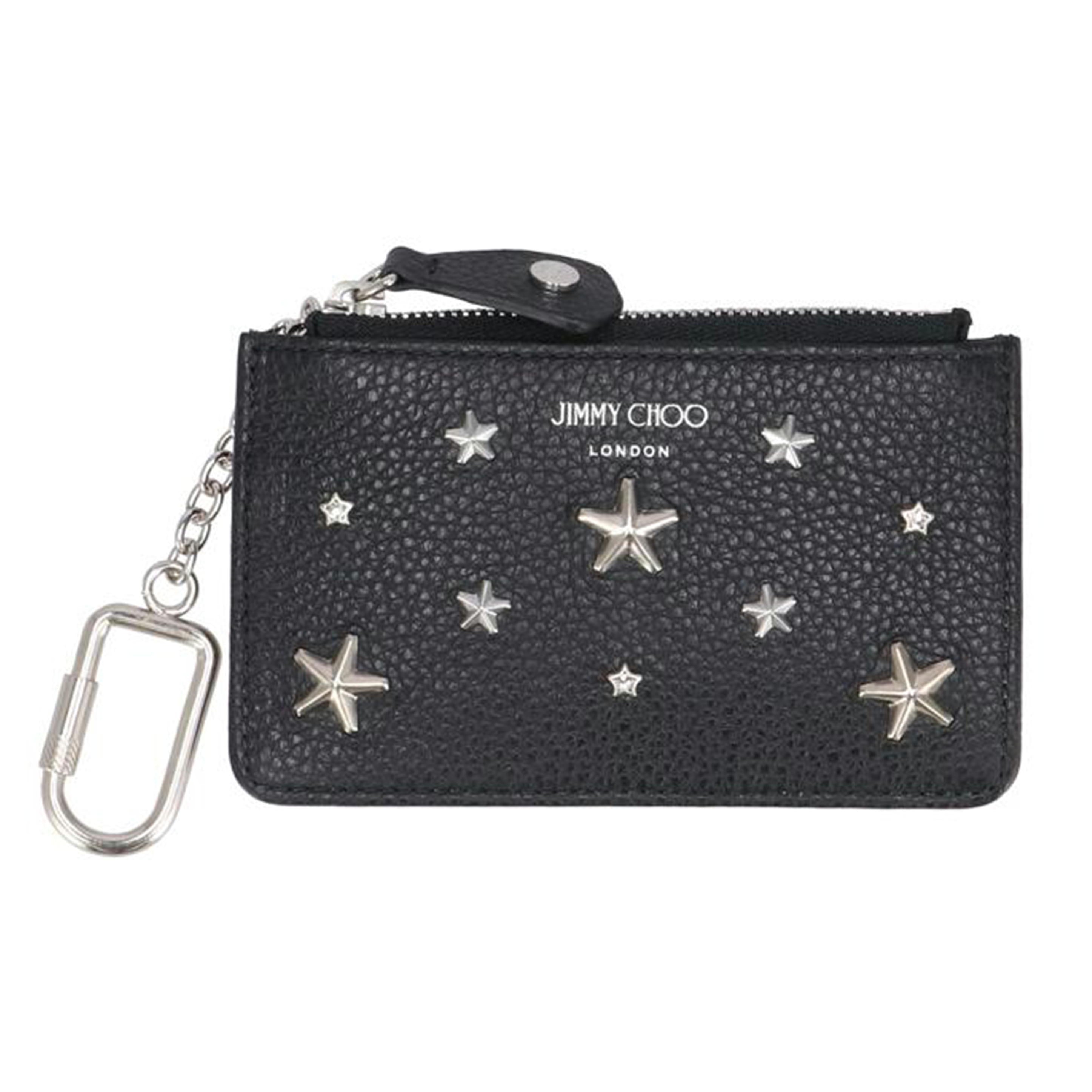 JIMMY CHOO/ナンシー スタースタッズ ブラックレザーウォレット//Aランク/85