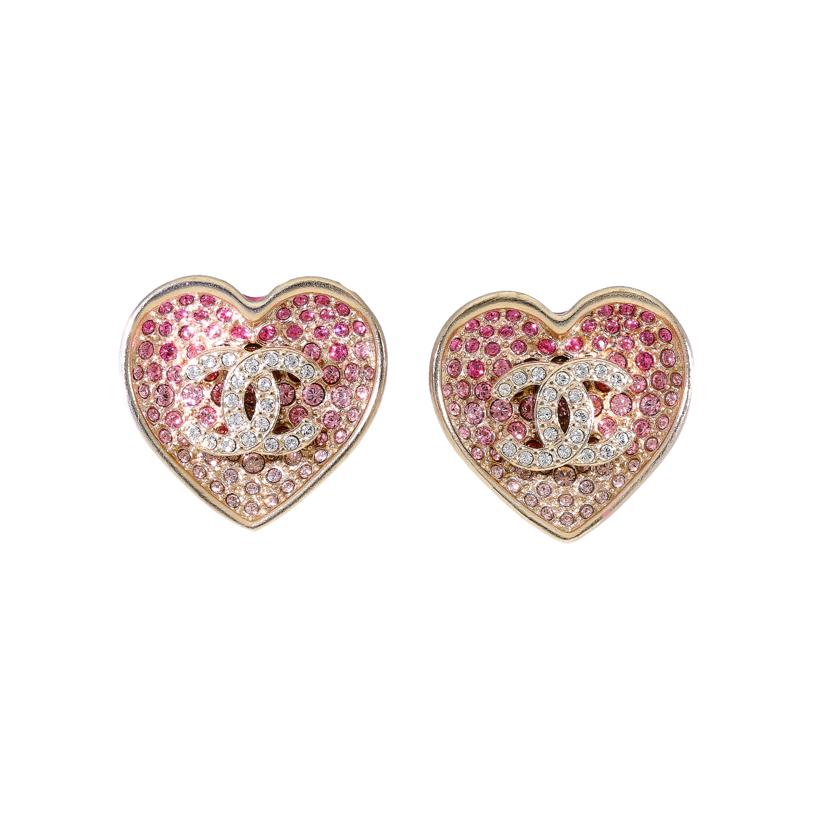 CHANEL シャネル/ココマークラインストーンハートピアス/C23P//SAランク/75