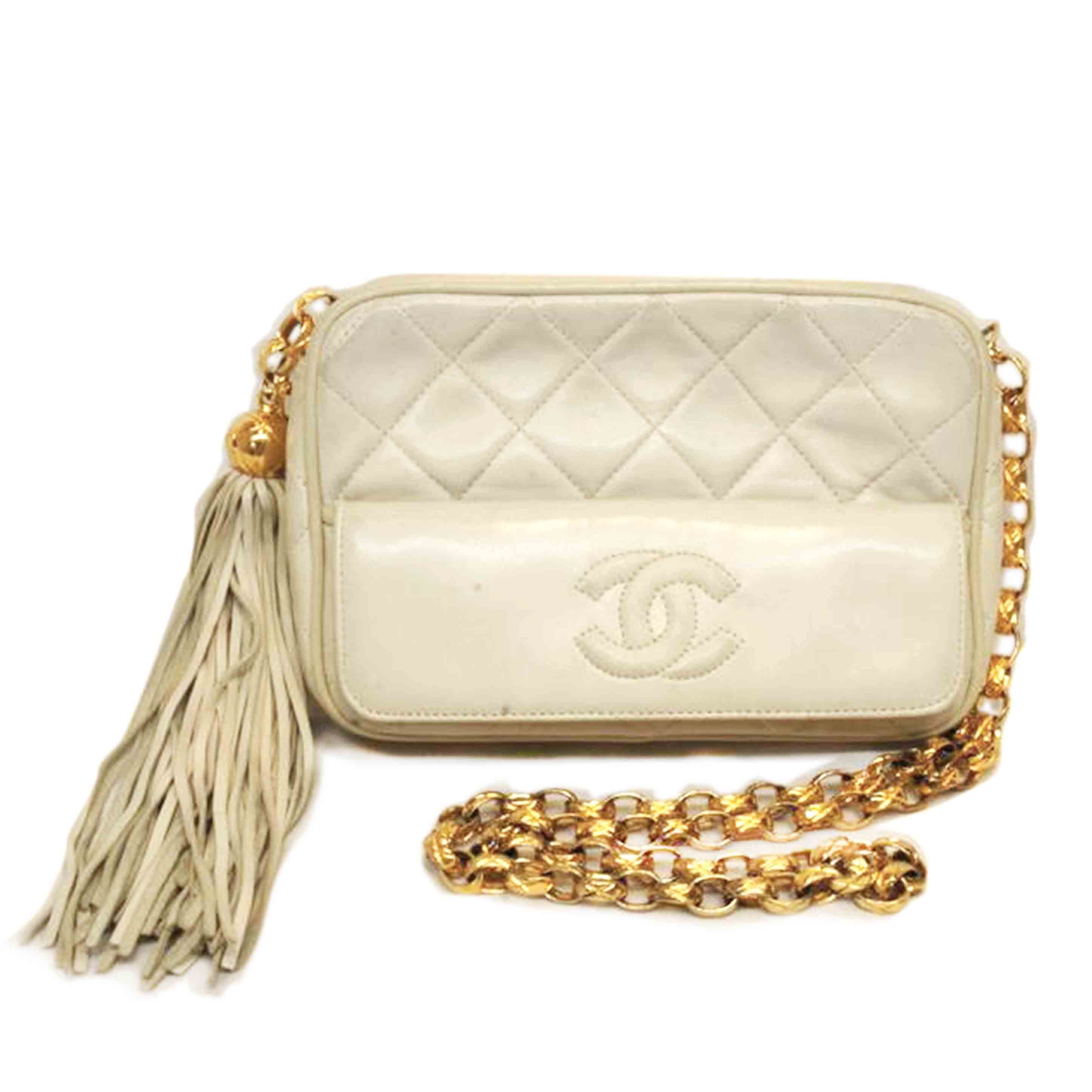 CHANEL シャネル/マトラッセフリンジチェーンショルダーホワイト//199****/Bランク/92