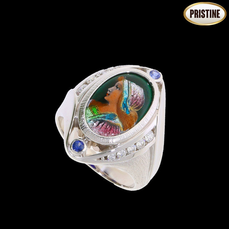 梶光夫/Pt900エマーユサファイアダイヤリング 15.6g #17//Aランク/84