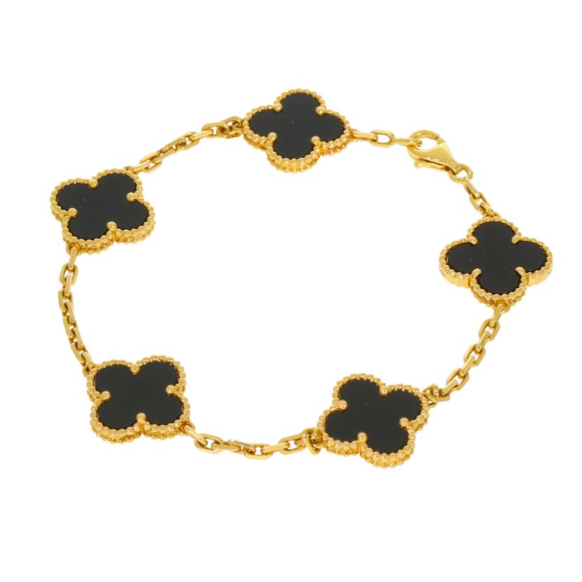 VanCleef& ヴァンクリーフ&アーペル/750 ヴィンテージアルハンブラ 5モチーフオニキスブレスレット 11.9g//Aランク/84