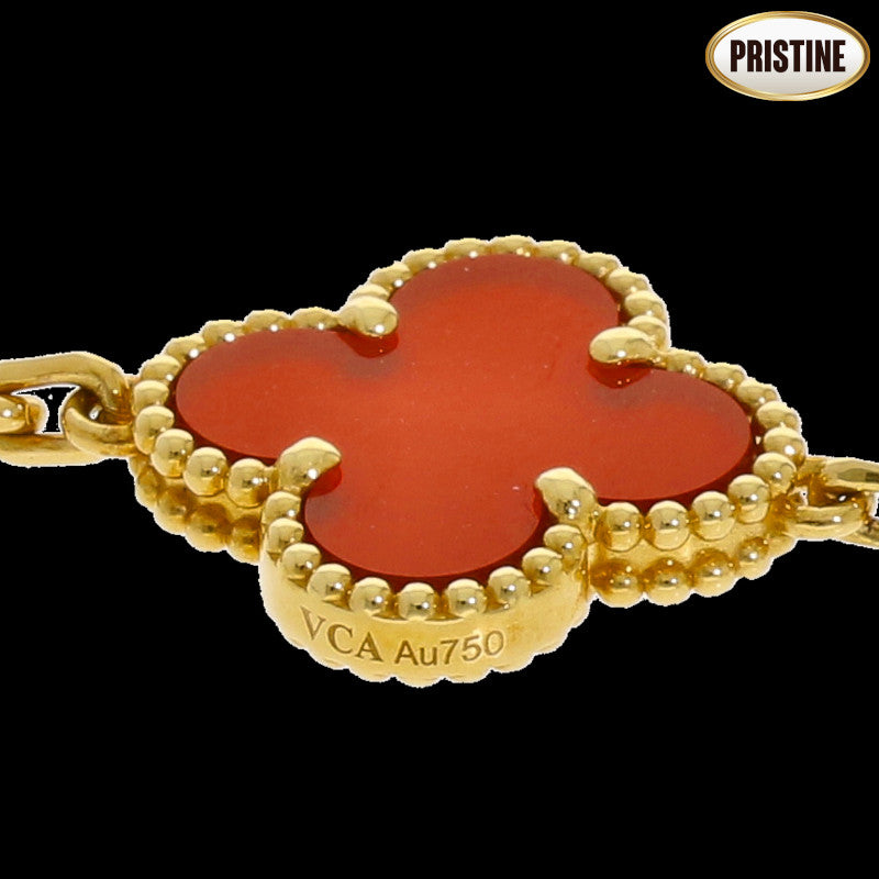 VanCleef&Arpels ヴァンクリーフ&アーペル/Au750ヴィンテージアルハンブラ5モチーフカーネリアンブレスレット 11.8g /9261181390675//Aランク/84
