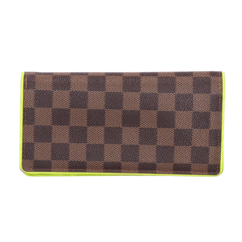 LV ルイヴィトン/ ポルトフォイユ・ブラサ/ダミエエベヌ ジョーヌネオンイエロー/N63154//SP4***/ABランク/75