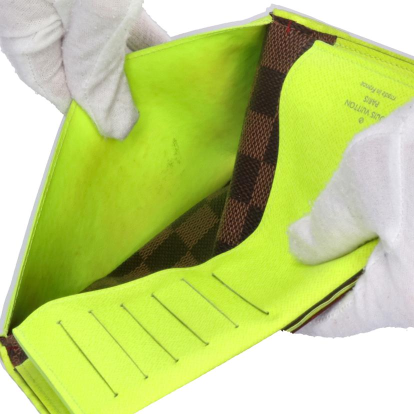 LV ルイヴィトン/ ポルトフォイユ・ブラサ/ダミエエベヌ ジョーヌネオンイエロー/N63154//SP4***/ABランク/75