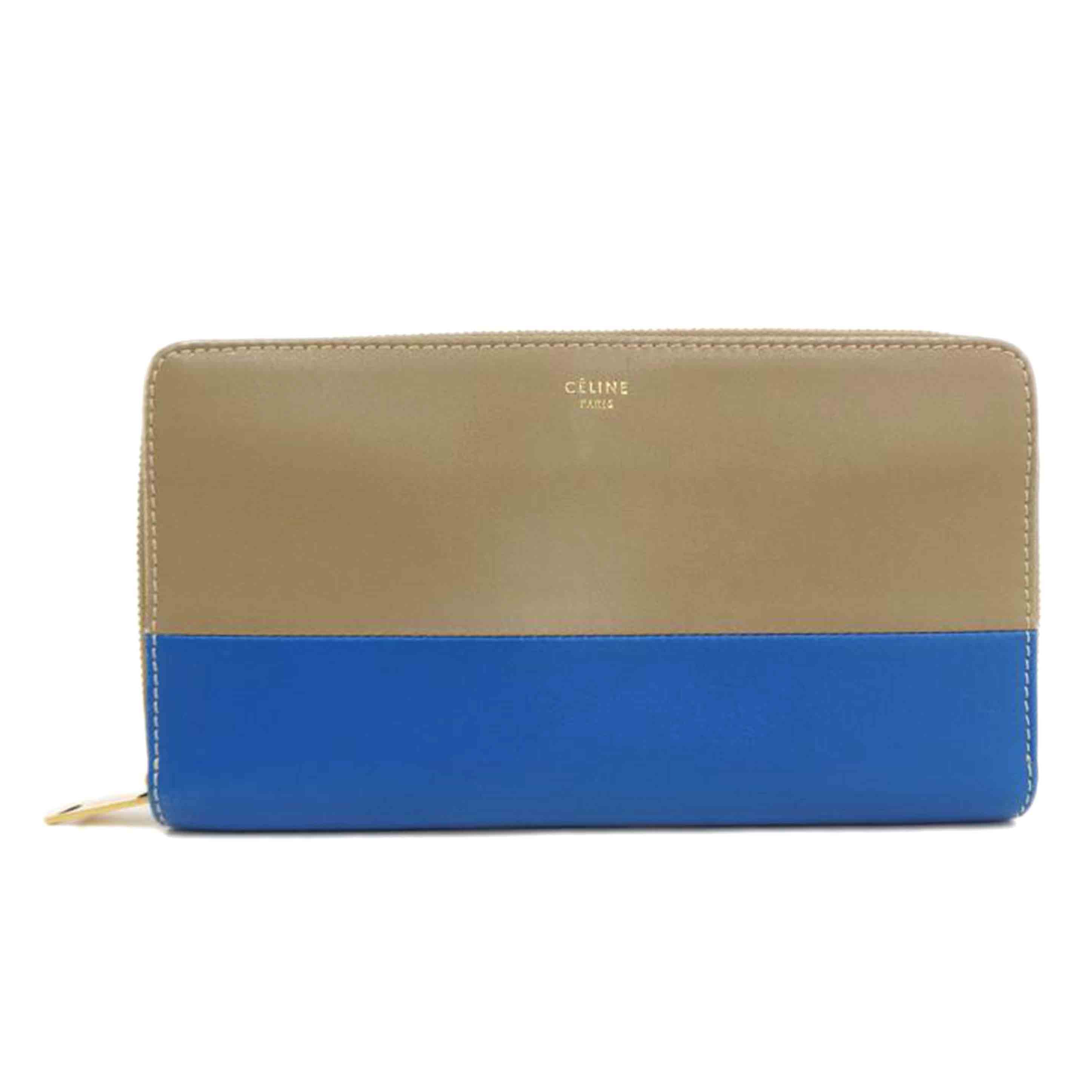 CELINE セリーヌ/ファスナー付き長財布/レザー/ベージュ/ブルー/102623HTM//Bランク/82
