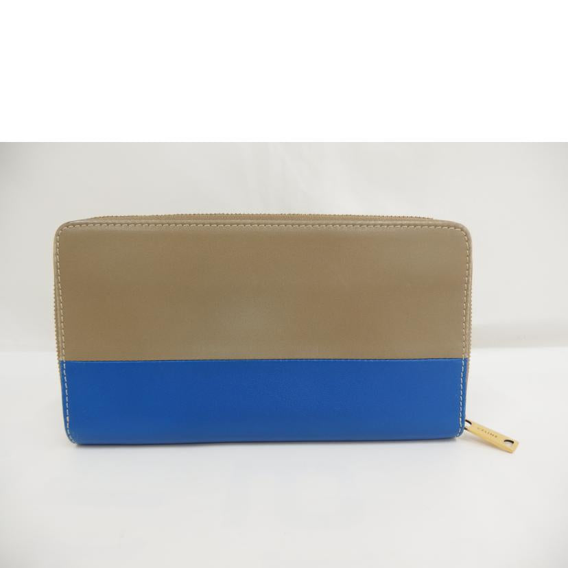 CELINE セリーヌ/ファスナー付き長財布/レザー/ベージュ/ブルー/102623HTM//Bランク/82