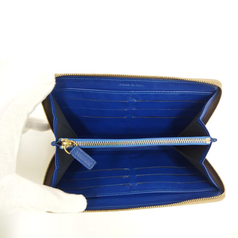 CELINE セリーヌ/ファスナー付き長財布/レザー/ベージュ/ブルー/102623HTM//Bランク/82