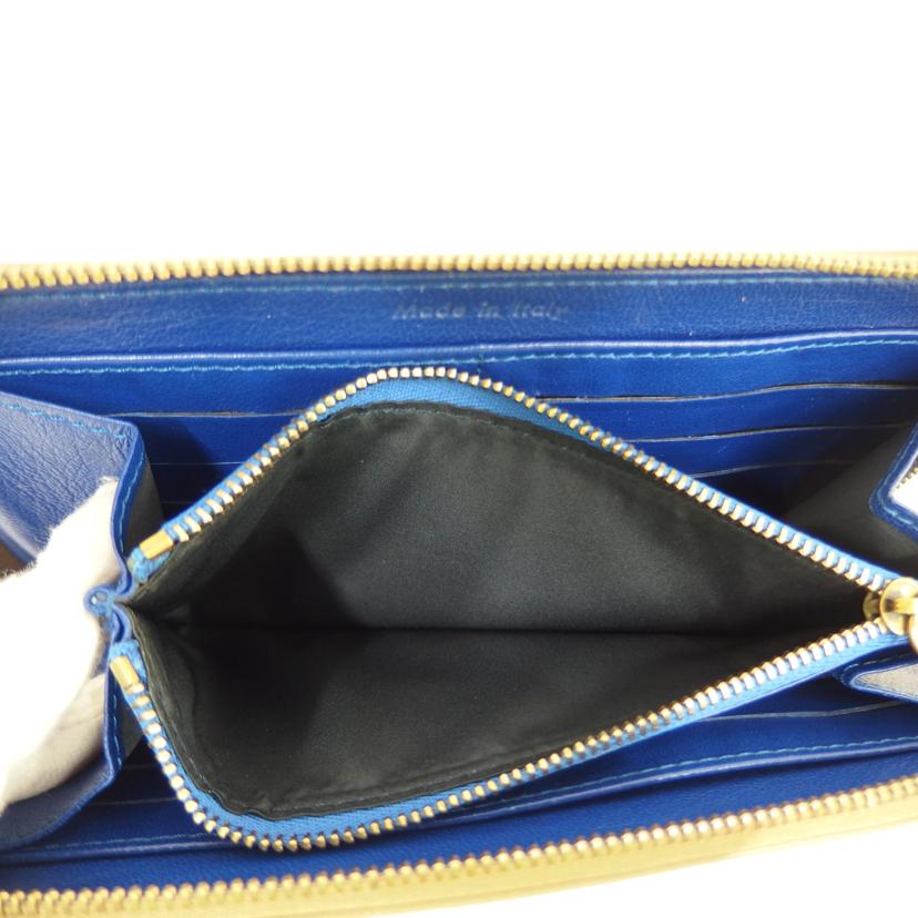 CELINE セリーヌ/ファスナー付き長財布/レザー/ベージュ/ブルー/102623HTM//Bランク/82