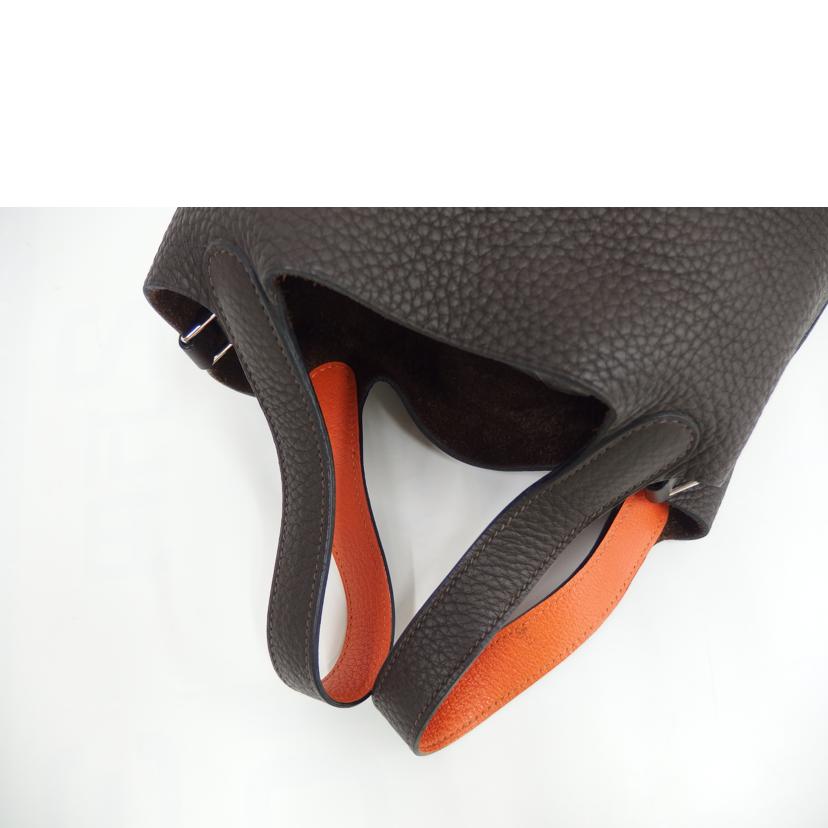 HERMES エルメス/ピコタンPM/トリヨン/ダークブラウン/オレンジ//C □********/Aランク/82