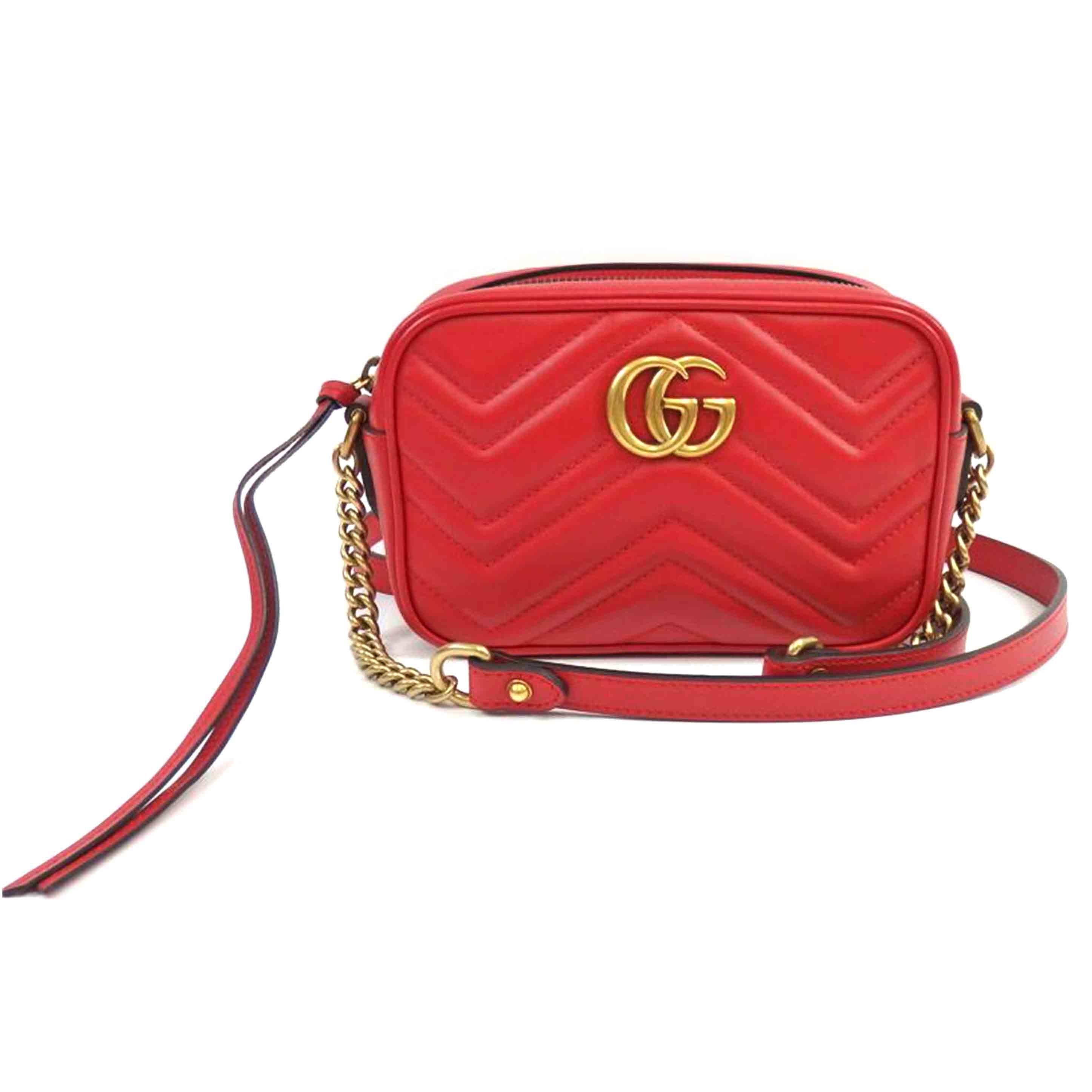 GUCCI グッチ/GGマーモントミニカメラバッグ/レッド系/448065//527***/Aランク/25