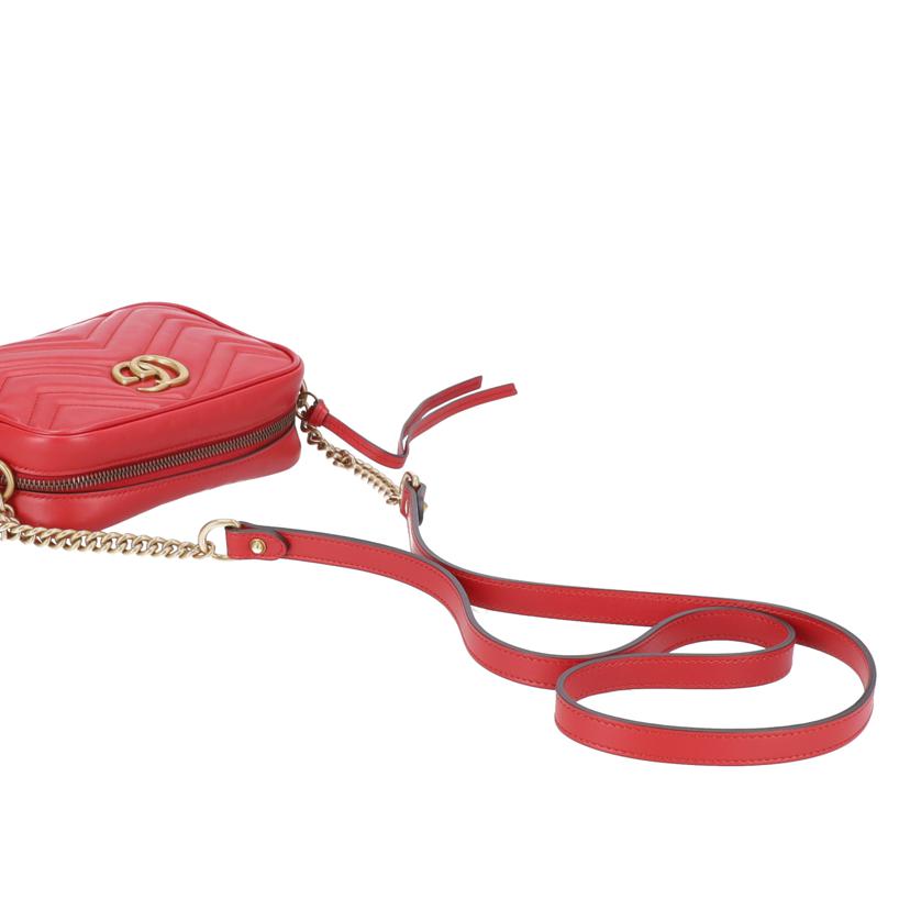 GUCCI グッチ/GGマーモントミニカメラバッグ/レッド系/448065//527***/Aランク/77