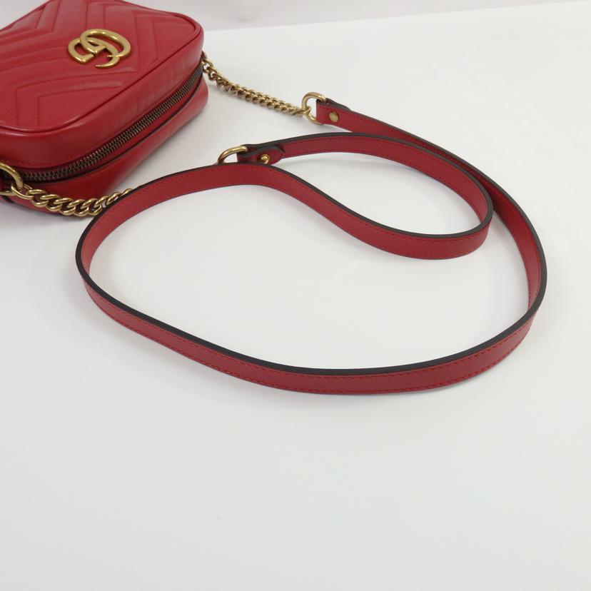 GUCCI グッチ/GGマーモントミニカメラバッグ/レッド系/448065//527***/Aランク/25
