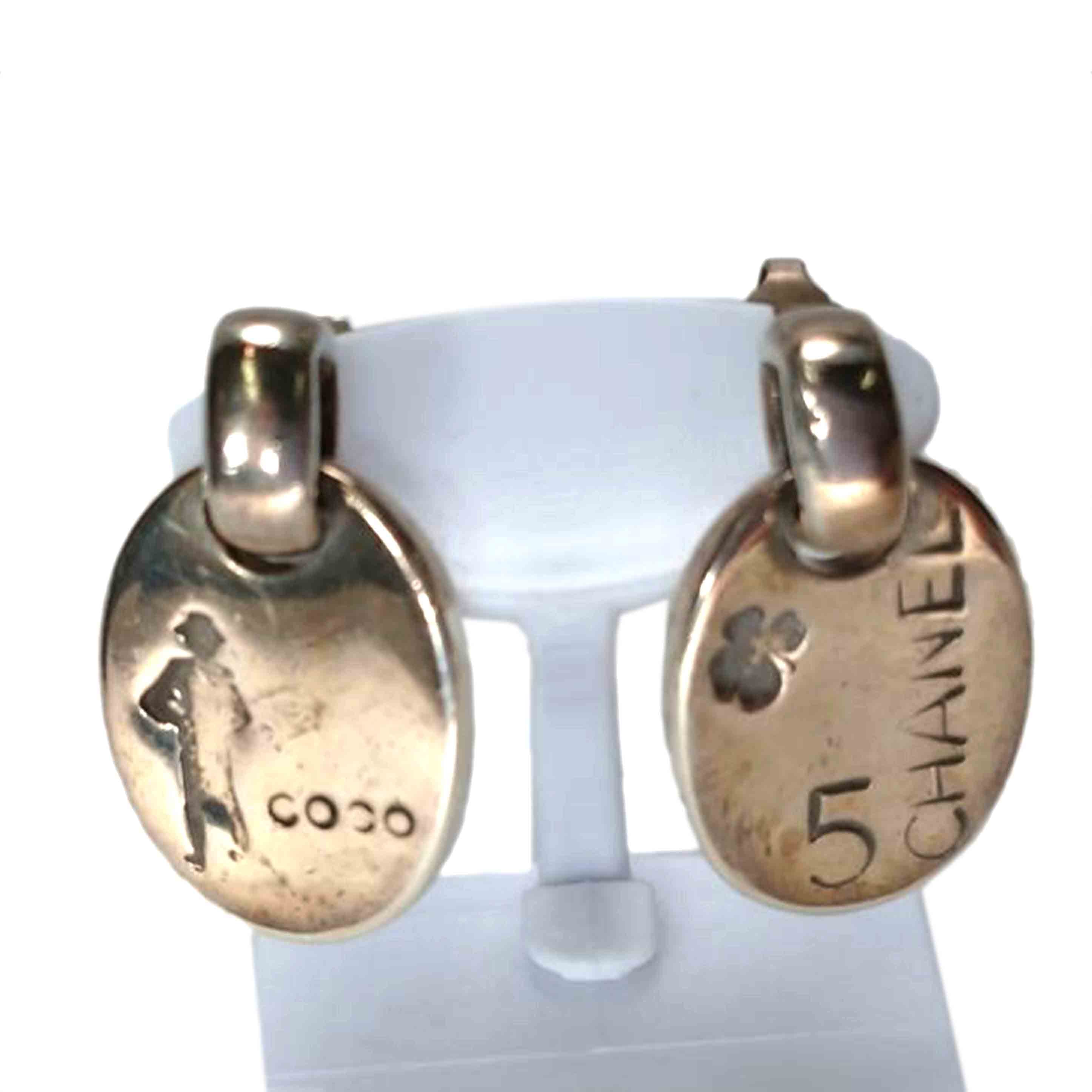 CHANEL シャネル/オーバルプレート SV925 ピアス//Bランク/52