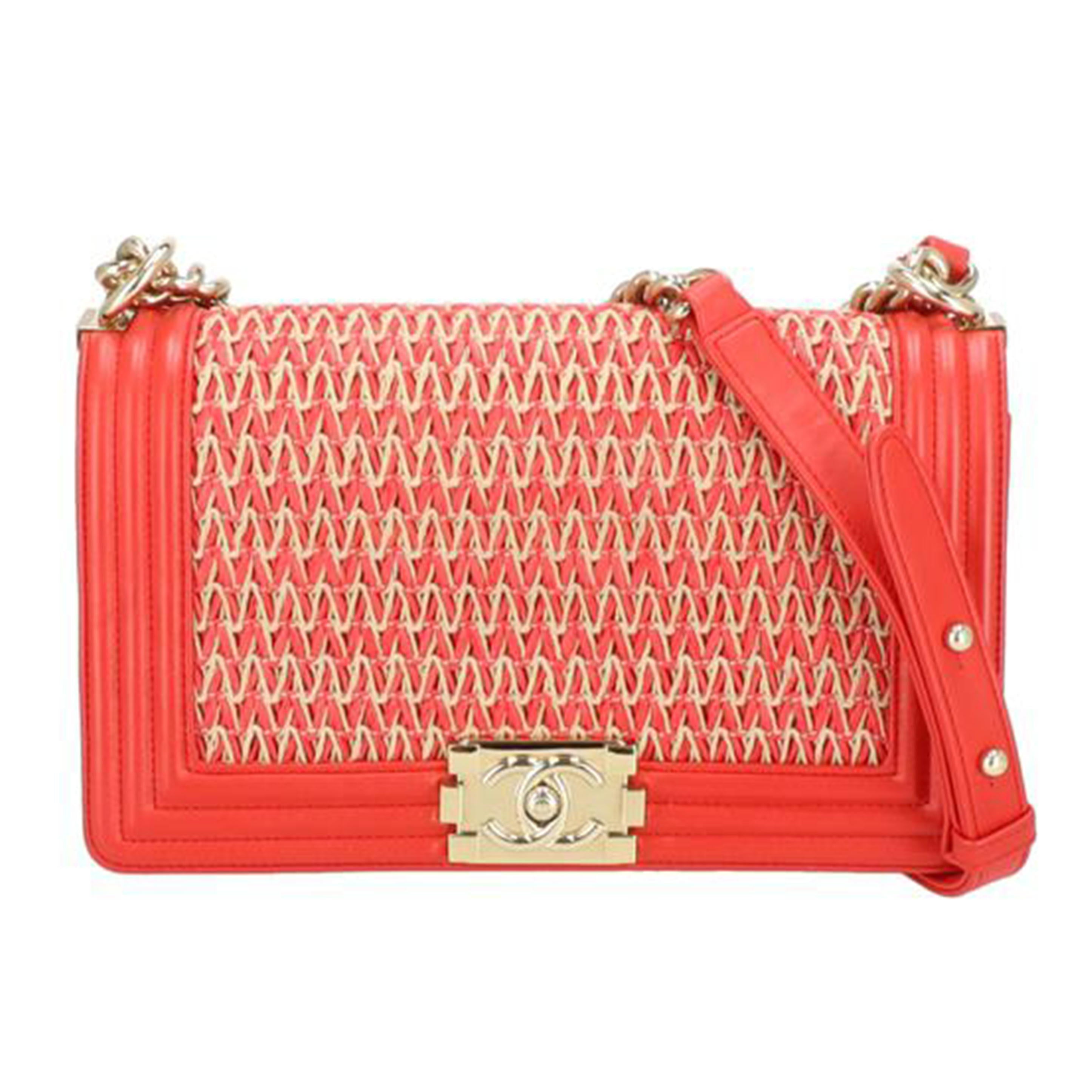 CHANEL/ボーイシャネルミディアムチェーンショルダー/ラフィア・ストロー/A67086//276*****/Aランク/24