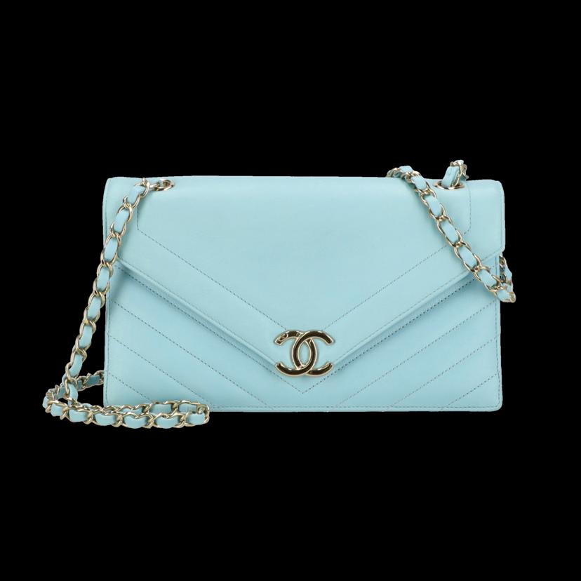CHANEL シャネル/シェブロンVステッチチェーンショルダー/ライトブルー//271*****/SAランク/24