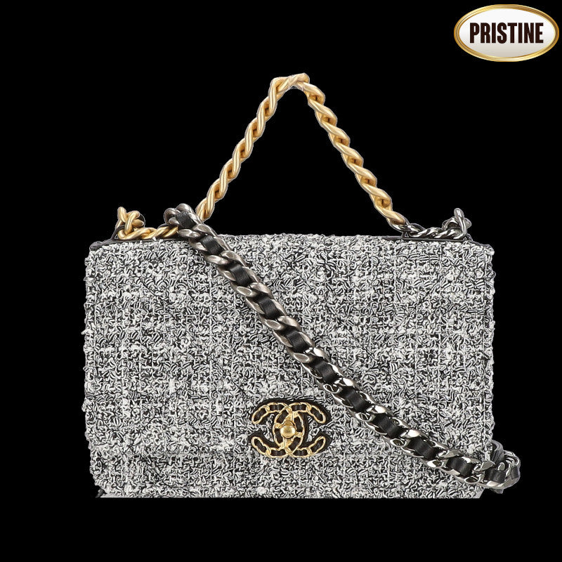 CHANEL シャネル/ シャネル19ツイードチェーンウォレットバッグ/ブラック×ホワイト/AS1160//U12*****/Aランク/24