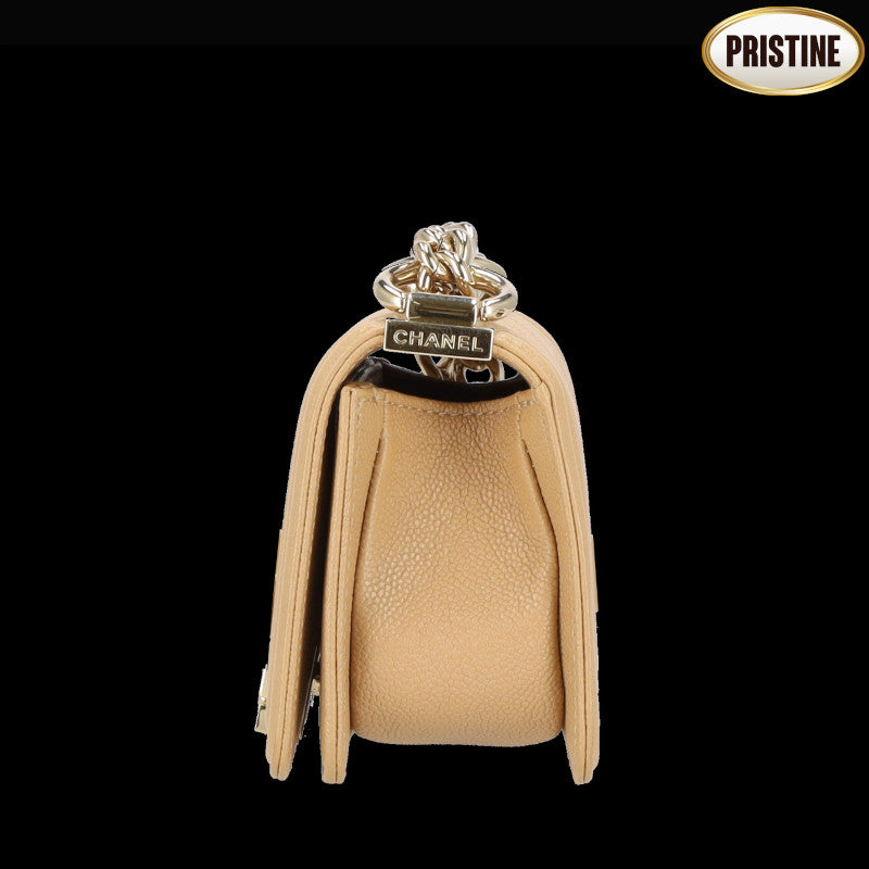 CHANEL /ボーイシャネルキャビアスキンミニチェーンショルダー/ベージュ/A67364//HG7*****/SAランク/24