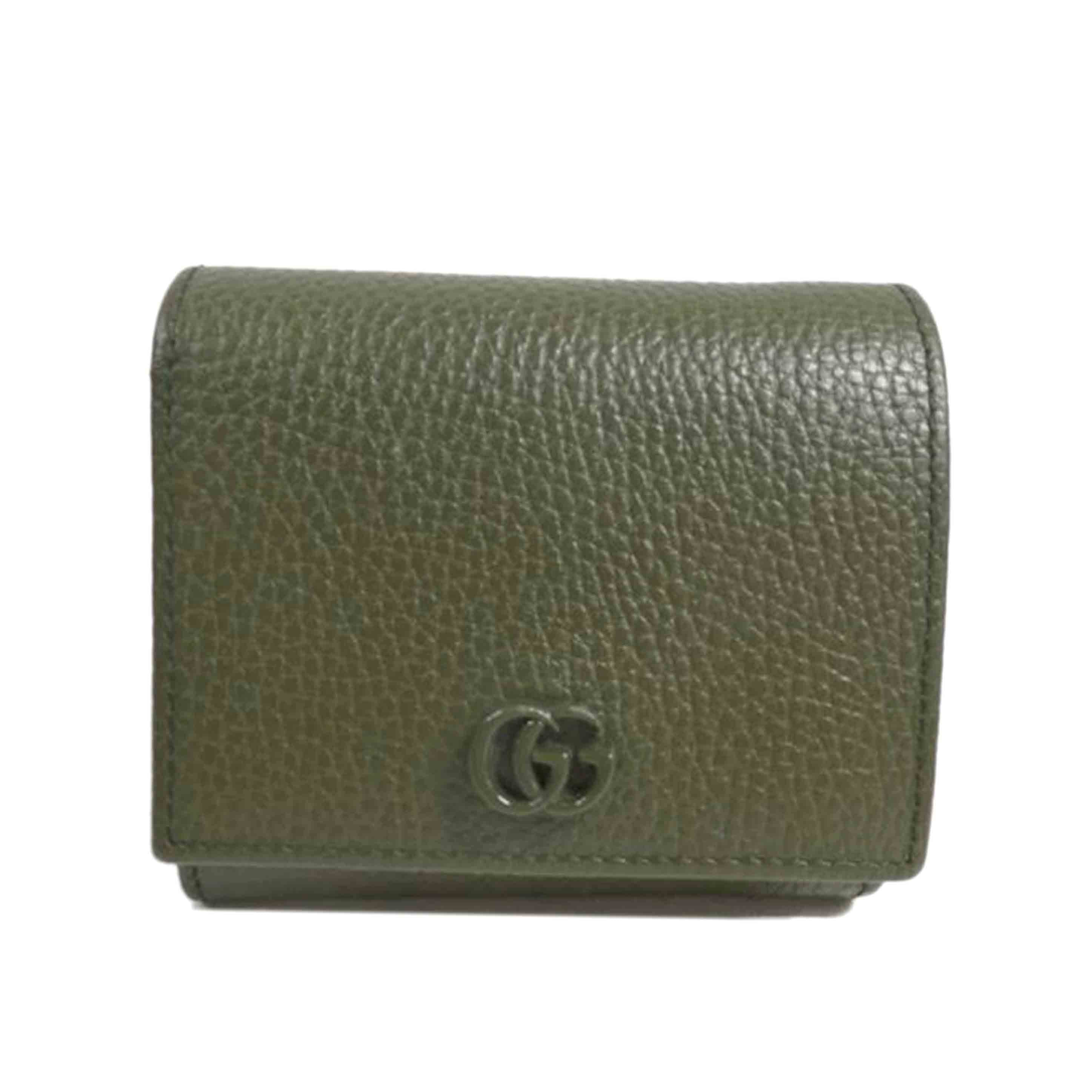 GUCCI グッチ/GGマーモント/ダブルG/ミディアムウォレット/緑/598587//493***/ABランク/84