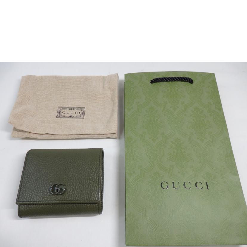 GUCCI グッチ/GGマーモント/ダブルG/ミディアムウォレット/緑/598587//493***/ABランク/84