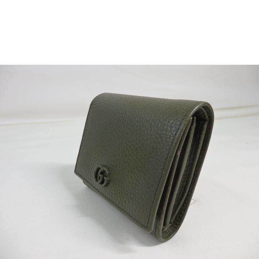 GUCCI グッチ/GGマーモント/ダブルG/ミディアムウォレット/緑/598587//493***/ABランク/84