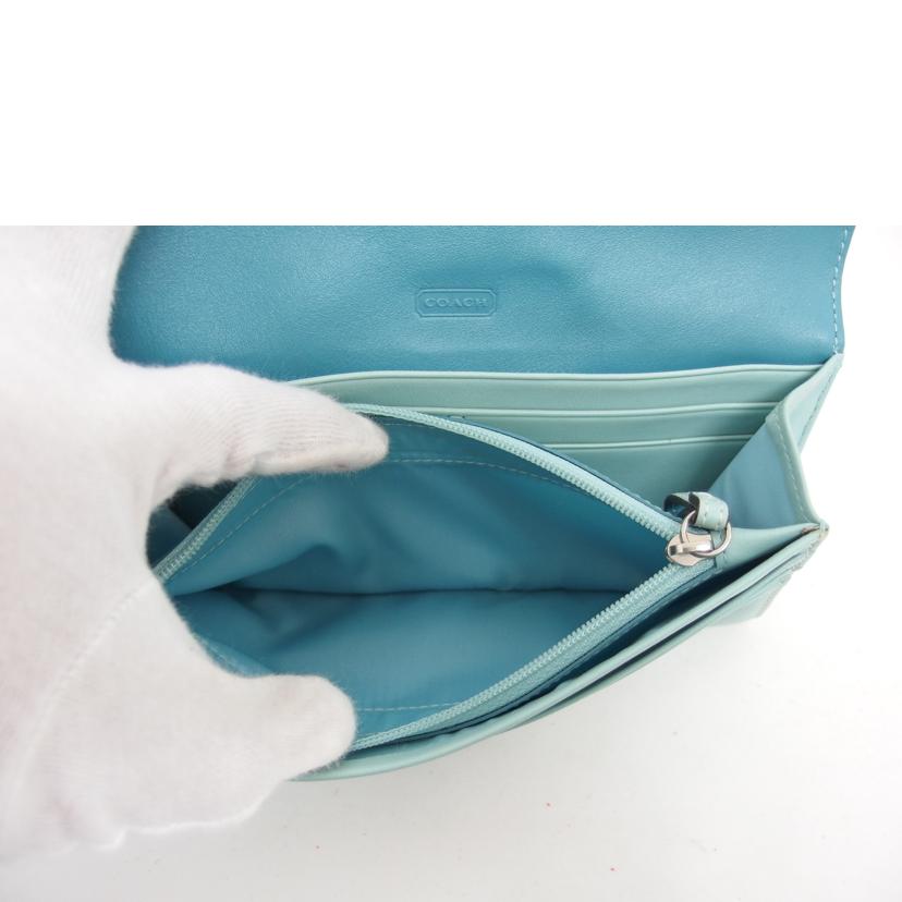 COACH コーチ/レザー二つ折り長財布/ライトブルー//ABランク/04