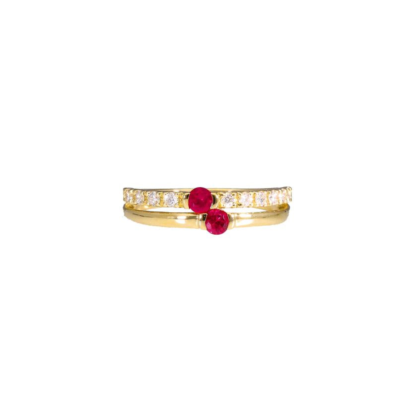 K18ルビーダイヤリング0.22/D0.17ct//Aランク/65