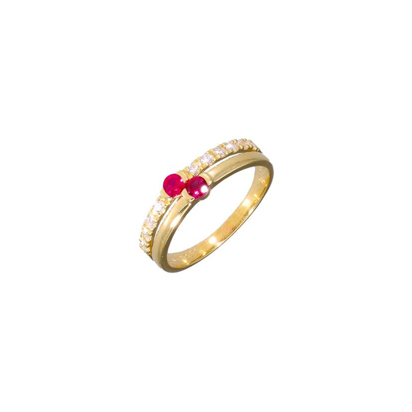 K18ルビーダイヤリング0.22/D0.17ct//Aランク/65
