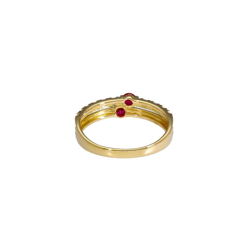 K18ルビーダイヤリング0.22/D0.17ct//Aランク/65