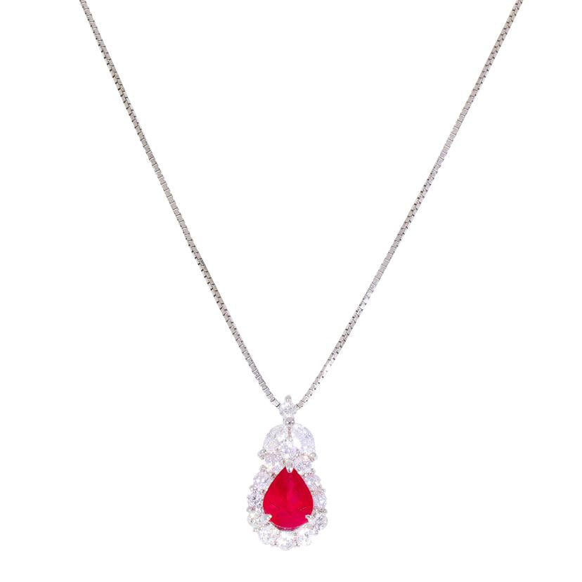 K18WGルビーダイヤネックレス1.01/D0.50ct//Aランク/92