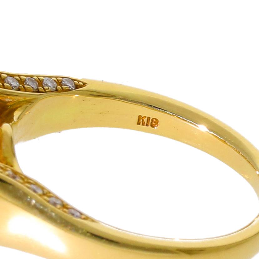 /◎K18ゴールデンパールダイヤリング0.20ct//Aランク/59