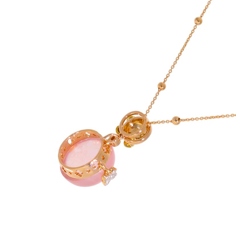 K18ローズクオーツダイヤネックレス 14.18/D0.19ct//Aランク/59