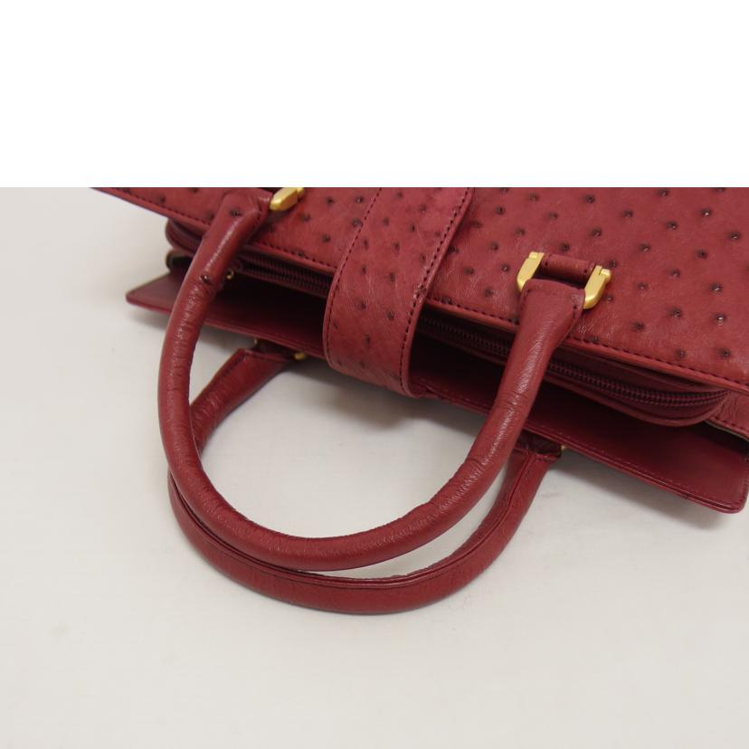 オーストリッチ/レザーハンドバッグ/ワインレッド//Aランク/04