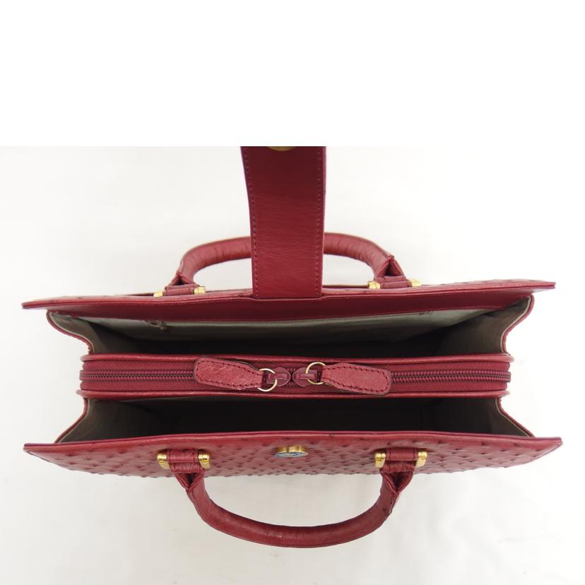 オーストリッチ/レザーハンドバッグ/ワインレッド//Aランク/04