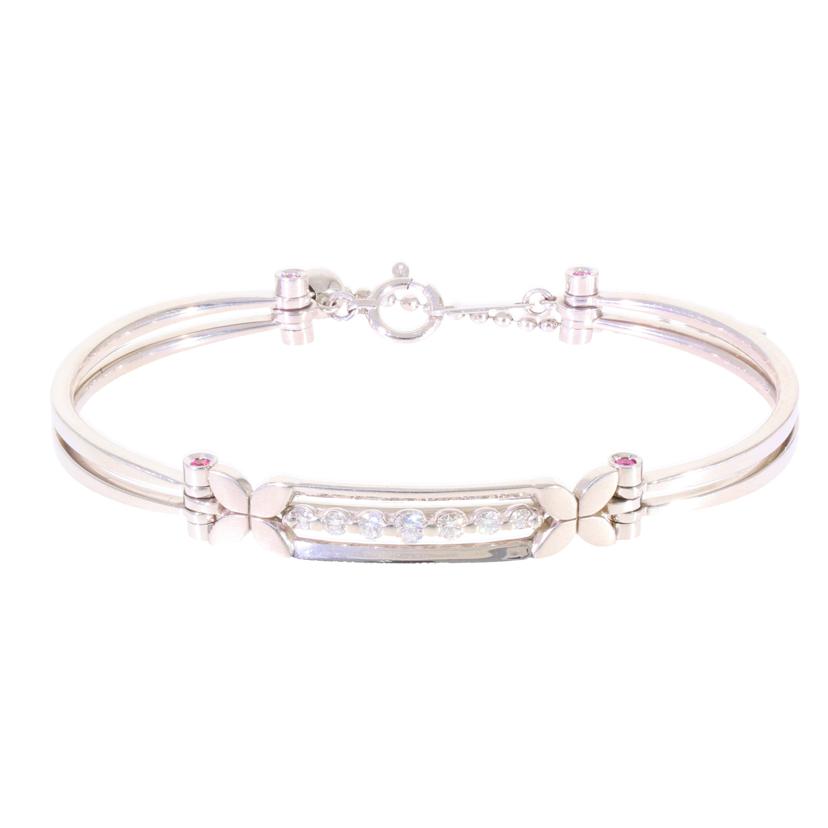 /◎K18WGルビーダイヤブレスレット 0.10/D0.24ct//Aランク/59