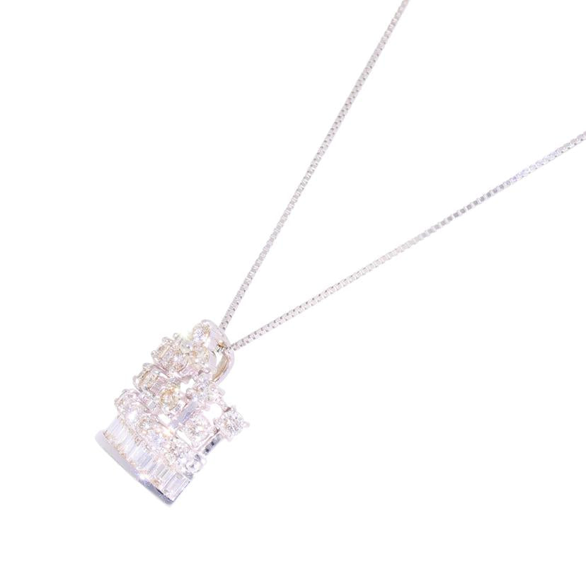 / K18WGダイヤネックレス1.11ct//Aランク/92