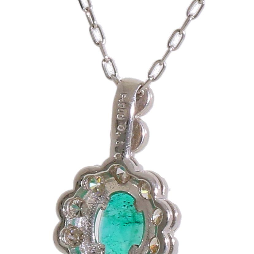 / PT900/850 エメラルド ダイヤネックレス0.25/D 0.10ct//Aランク/65