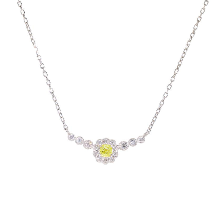 /◎Pt950/850イエローダイヤネックレス0.160/0.15ct//Aランク/59